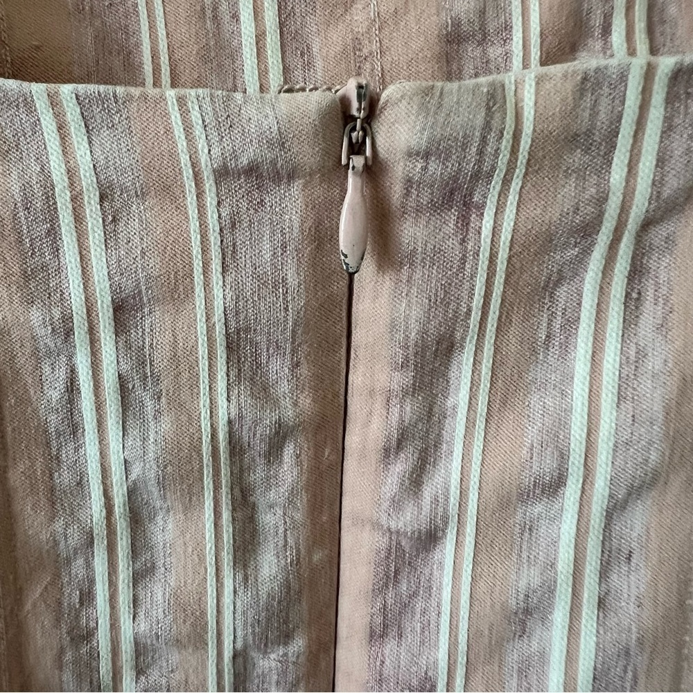 ALEXIS The Brandy Striped Linen Blend Ruffle Mini Dress Rose Pink Small - Picture 11 of 16